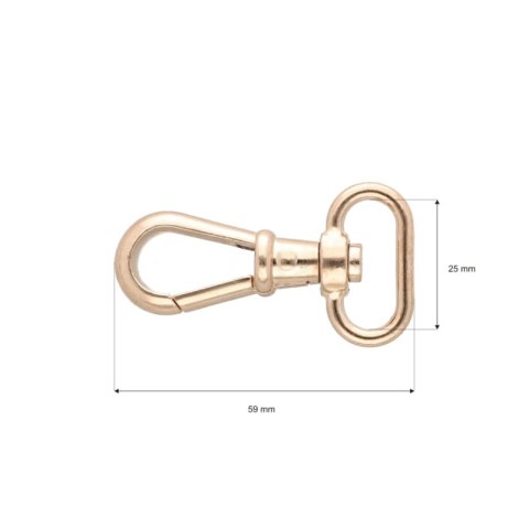 Karabińczyk Metalowy do Torebki Plecaka Kluczy Połysk Jasne Złoto 25mm