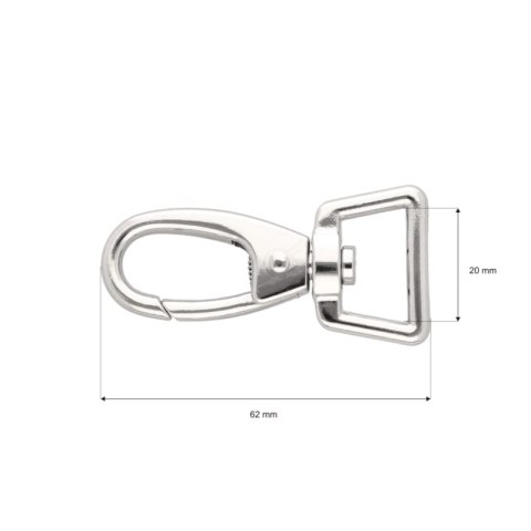 Karabińczyk do Torebki Torby Paska Kluczy Metalowy Baza Nikiel Srebro 20mm