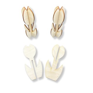 Kwiatek Drewniany Kwiat Stojący Tulipan 3D do Ozdabiania Kolorowania 12 cm