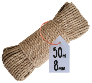 Lina Jutowa Skręcana Sznur na Drapak dla Kota Żeglarska Budowlana 8mm 50m