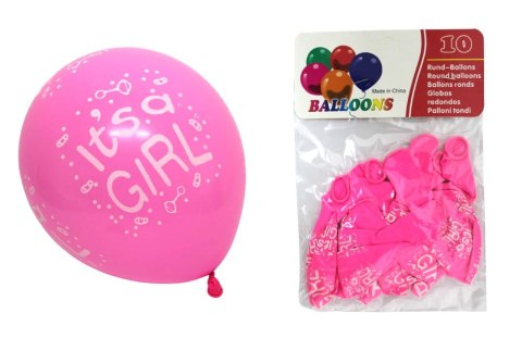 Balony Lateksowe RÓŻOWE z Napisem IT'S A GIRL BABYSHOWER Dziewczynka 10 szt