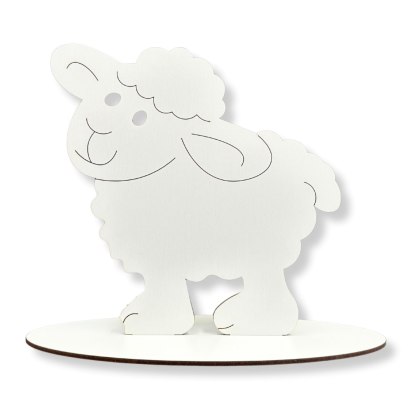 Baranek Wielkanocny Baran Drewniany Biały Owca na Podstawce Dekor Eko 10 cm