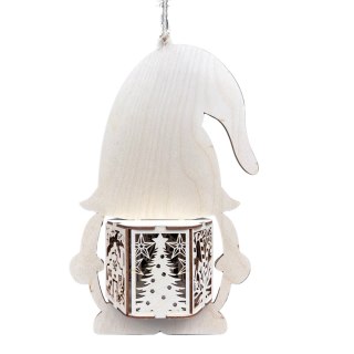 Lampion Drewniany Świąteczny Skrzat Gnom Zawieszany Dekoracja Ozdoba Dekor