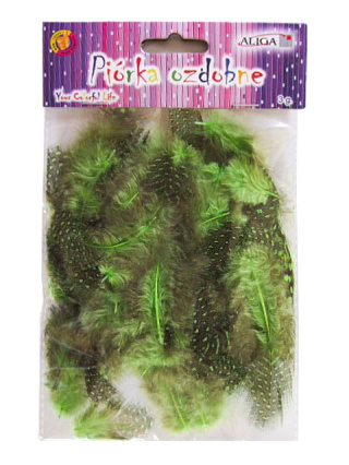 Piórka Dekoracyjne Pióra Lotki Scrapbooking Ozdobne DIY Nakrapiane Zielone