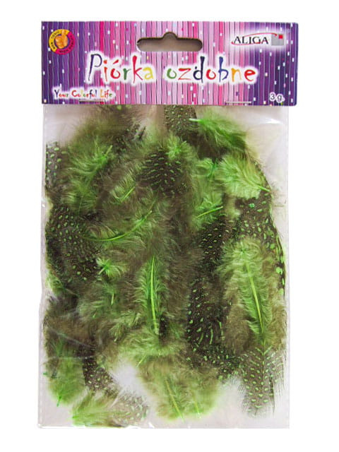 Piórka Dekoracyjne Pióra Lotki Scrapbooking Ozdobne DIY Nakrapiane Zielone Piórka Dekoracyjne Pióra Lotki Scrapbooking Ozdobne DIY Nakrapiane Zielone