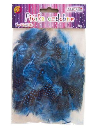 Piórka Dekoracyjne Pióra Lotki Scrapbooking Ozdobne Nakrapiane Niebieskie