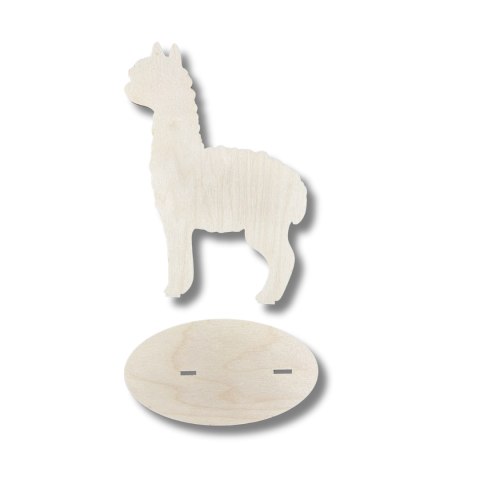 Alpaka na Podstawce Figurka Drewniana Dekoracja Stojąca Zwierzę Dekor 15 cm Alpaka na Podstawce Figurka Drewniana Dekoracja Stojąca Zwierzę Dekor 15 cm