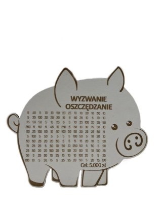 BIAŁA Świnka Skarbonka Płyta HDF Pomysł na Prezent Dekor TWÓJ NAPIS I KWOTA