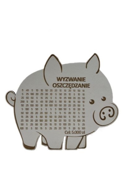 BIAŁA Świnka Skarbonka Płyta HDF Pomysł na Prezent Dekor TWÓJ NAPIS I KWOTA