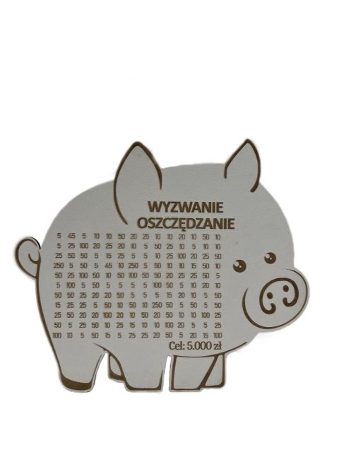 BIAŁA Świnka Skarbonka Płyta HDF Pomysł na Prezent Dekor TWÓJ NAPIS I KWOTA