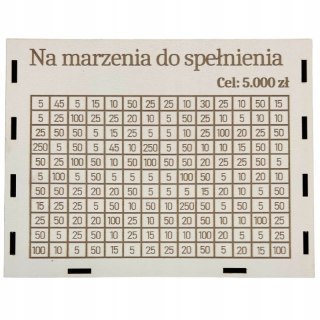 Biała Skarbonka Wykreślanka z Grawerem Sklejka Drewniana Dekor TWÓJ NAPIS