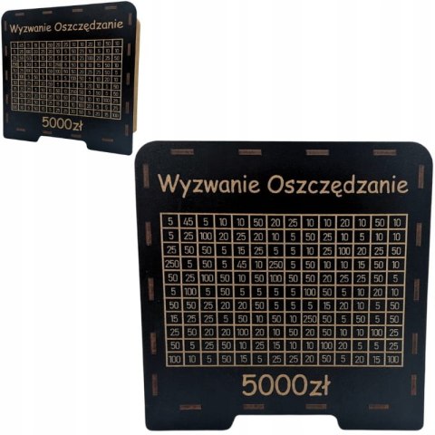 CZARNA Skarbonka Wykreślanka TWÓJ NAPIS I KWOTA Płyta HDF Pomysł na Prezent