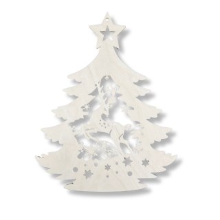 Choinka Zawieszka 35 cm Ażurowa Renifer i Śnieżki Sklejka Drewniana Dekor