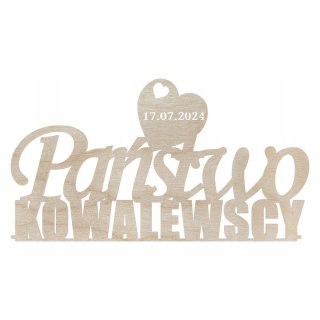 DEKORACJA NAZWISKO I DATA NA STÓŁ PAŃSTWA MŁODYCH ŚLUB WESELE OZDOBA