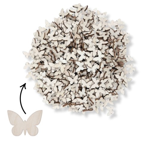 Drewniane Motylki Motylek 500 szt. Motyl Scrapki Ozdobne Dekory Dodatek Eko