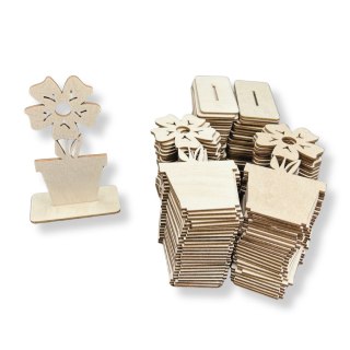 Drewniany Kwiat Bratek na Podstawce 13,5 cm Dekor Eko Zestaw 50 szt.