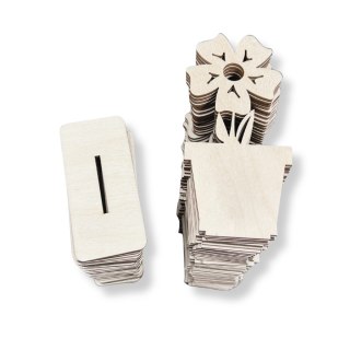 Drewniany Kwiat Bratek na Podstawce 13,5 cm Dekor Eko Zestaw 50 szt.