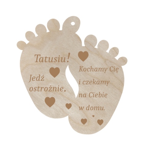 Dzień Taty Prezent Zawieszka do Samochodu Auta Stópki Grawer Drewniane Eko Dzień Taty Prezent Zawieszka do Samochodu Auta Stópki Grawer Drewniane Eko