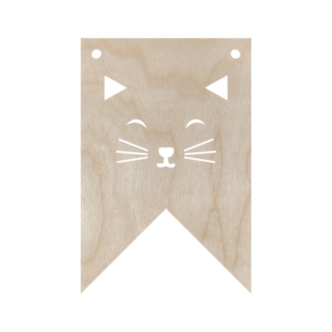 Girlanda Drewniana Proporczyk do Dziecięcego Pokoiku Zawieszka Kot Kotek
