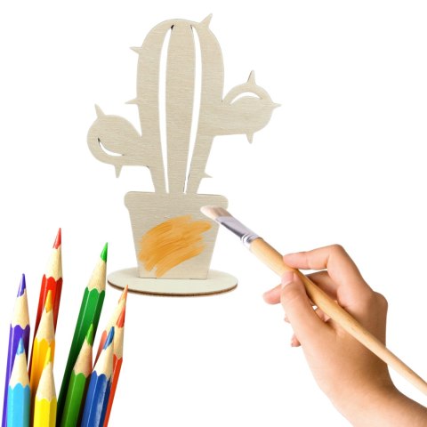 Kaktus w Doniczce Stojący Polski Producent Sklejka Drewniana Dekor Eko 15cm