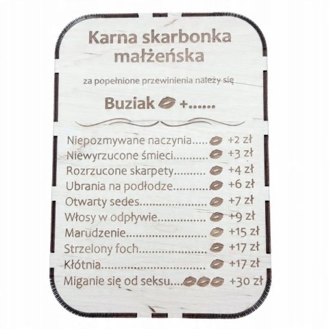 Karna Skarbonka Małżeńska dla Par Prezent Wesele Rocznica Sklejka Drewniana