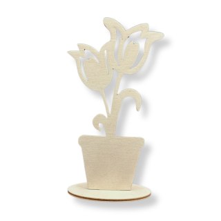 Kwiat Tulipany Krokusy w Doniczce Stojące Drewniany Dekor Eko Dodatek 15 cm
