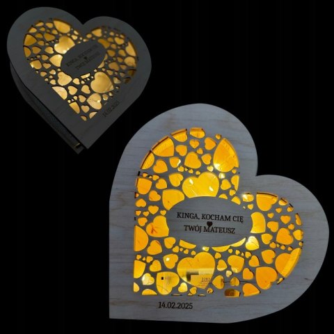Lampion Lampka Serce Prezent na Walentynki Dekor Eko TWÓJ GRAWER