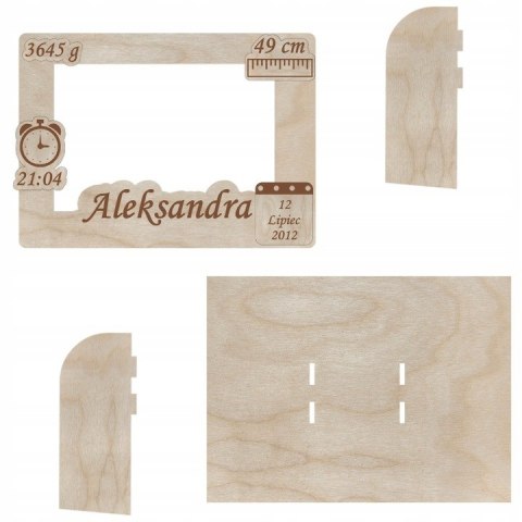 Metryczka Ramka na Zdjęcie Personalizowana Drewniana Eko Pamiątka Narodzin