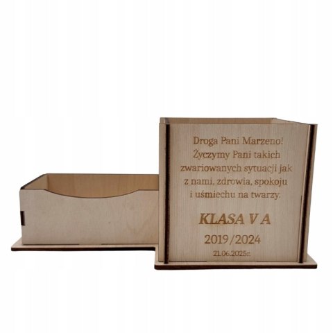 Organizer na Biurko PREZENT DLA NAUCZYCIELA Personalizowany Drewniany Dekor