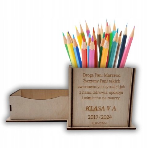 Organizer na Biurko PREZENT DLA NAUCZYCIELA Personalizowany Drewniany Dekor