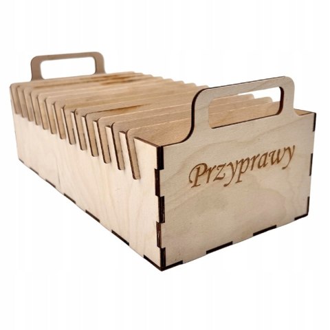Organizer na Przyprawy Zioła z Przegrodami Pojemnik Kuchenny Drewniany Eko
