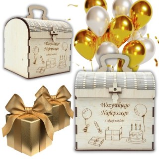 PUDEŁKO SKRZYNKA KUFER KUFEREK NA SKARBY PREZENT URODZINOWY Z GRAWEREM