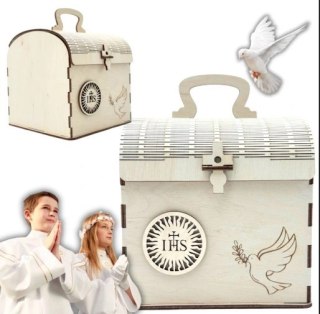 Pudełko Skrzynka Kuferek Kufer na Skarby Prezent Komunijny z Grawerem Dekor