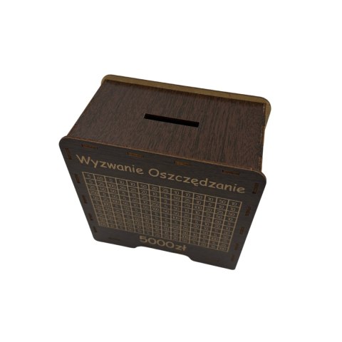 Skarbonka Wykreślanka TWÓJ NAPIS I KWOTA Płyta HDF Wenge Pomysł na Prezent