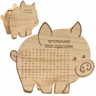 Świnka Skarbonka Sklejka Drewniana Pomysł na Prezent Eko TWÓJ NAPIS I KWOTA