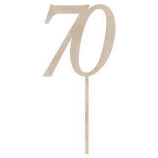 Topper na Tort 70 Urodziny Drewniany Naturalny na Piku Siedemdziesiątka Eko