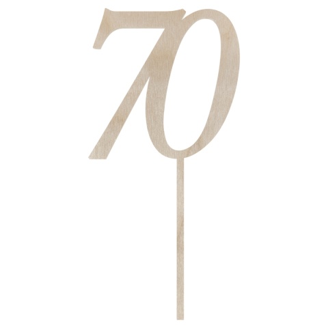 Topper na Tort 70 Urodziny Drewniany Naturalny na Piku Siedemdziesiątka Eko