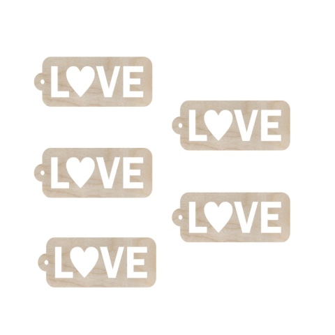 Zawieszka Drewniana Zawieszki Metka Bilecik LOVE Sklejka Dekor ECO 5 sztuk