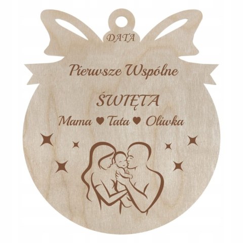 Bombka Pierwsze Wspólne Święta Imiona Personalizowana z Grawerem Zawieszka