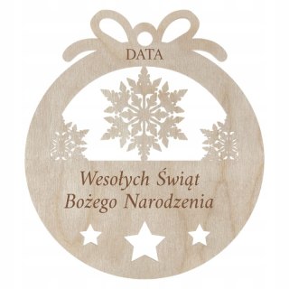 Bombka z Napisem Wesołych Świąt Bożego Narodzenia Personalizowana Data Zawieszka