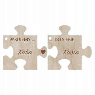 Brelok Puzzle dla Par Pasujemy do Siebie dla Zakochanych Imiona Personalizowany
