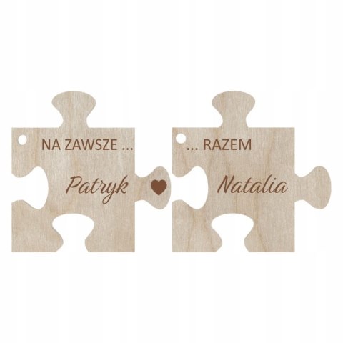 Brelok dla Par Puzzle Imiona NA ZAWSZE RAZEM Personalizowany Breloki z Imionami