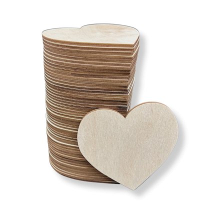 Drewniane Serca 10 cm - 50 szt. do Ozdabiania Dekoracje DIY Rękodzieło Eko