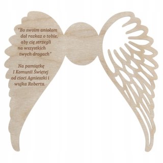 Drewniane Skrzydła do Anioła Personalizowane z Grawerem Życzeniami Pamiątka