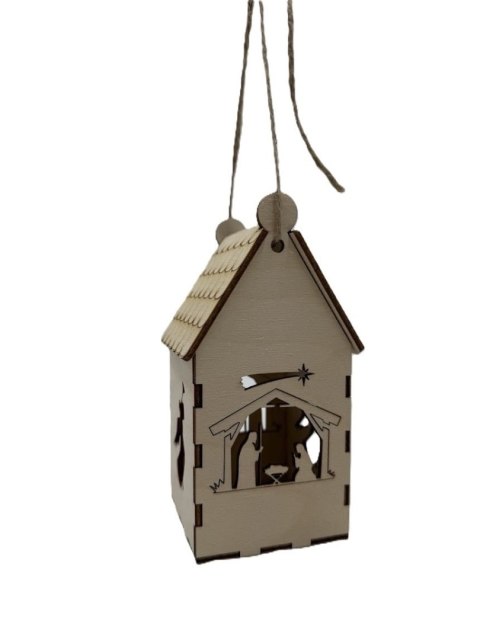 Drewniany Domek Lampion Stajenka Aniołki Latarenka ze Sklejki 3D Decoupage