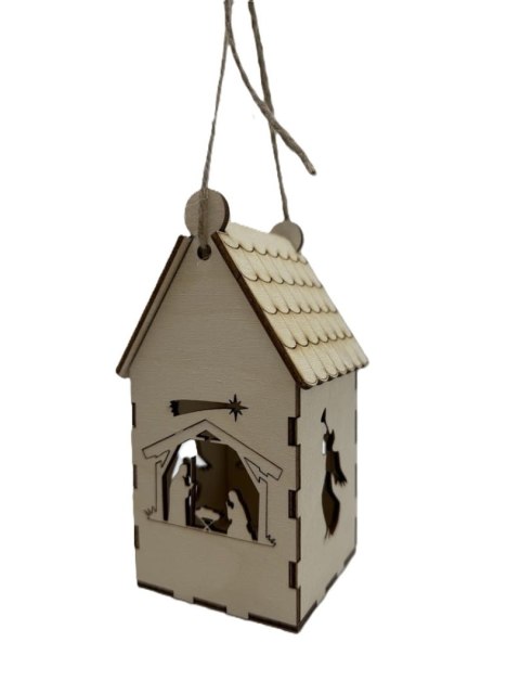Drewniany Domek Lampion Stajenka Aniołki Latarenka ze Sklejki 3D Decoupage