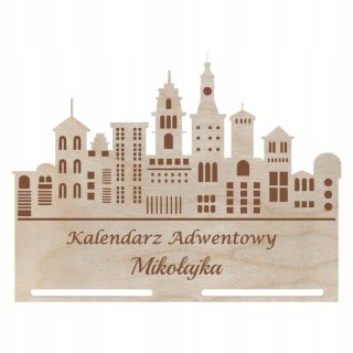 Kalendarz Adwentowy z Imieniem Drewniana Baza Kalendarza Adwentowego Miasteczko
