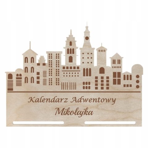 Kalendarz Adwentowy z Imieniem Drewniana Baza Kalendarza Adwentowego Miasteczko