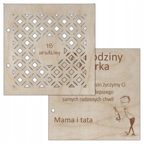 Kartka Urodzinowa na Pieniądze Urodziny z Miejscem na Banknoty Drewniana Eko