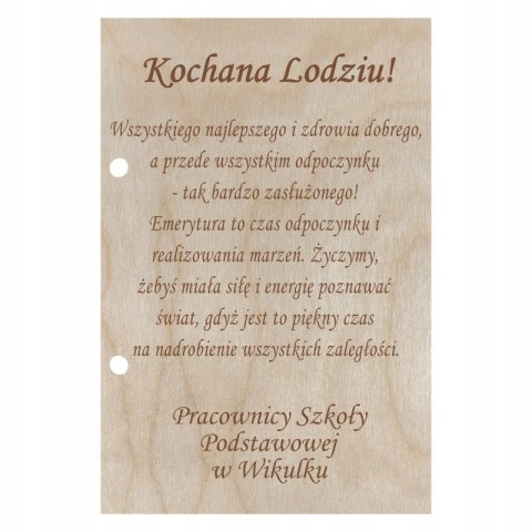 Kartka na Emeryturę Emerytura Okolicznościowa Prezent z Grawerem Personalizowana Własnym Tekstem